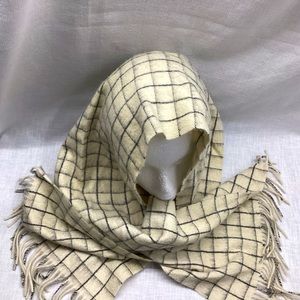 MERGLONG  CASHMERE DEVELOP CENTER 100% PURE WOOL WOMEN’S SCARF COLOR:CREAM/BLACK